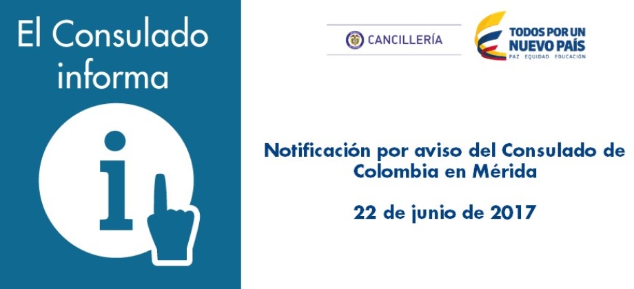 Notificación por aviso del Consulado en Mérida