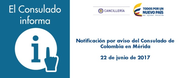 Notificación por aviso del Consulado en Mérida