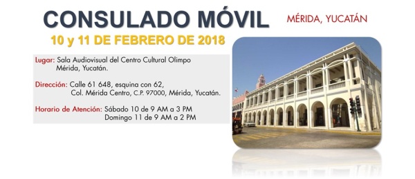 El Consulado de Colombia en México realizará el Consulado Móvil en Mérida, Yucatán el 10 y 11 de febrero 